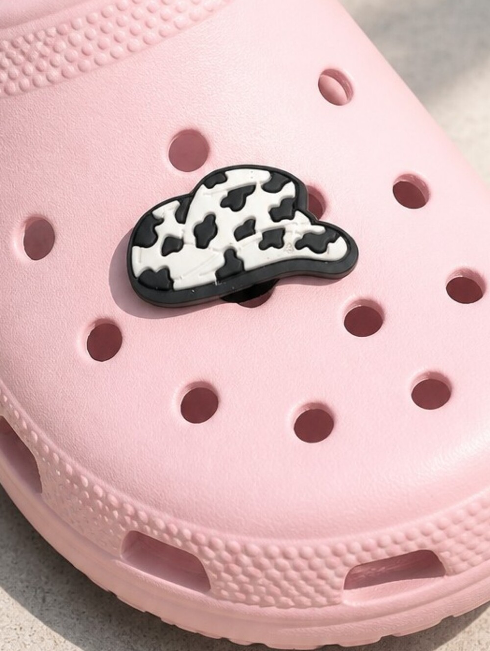 Cow Print Cowboy Hat Croc Shoe Charm Black White Western Cowgirl Jibbitz Style